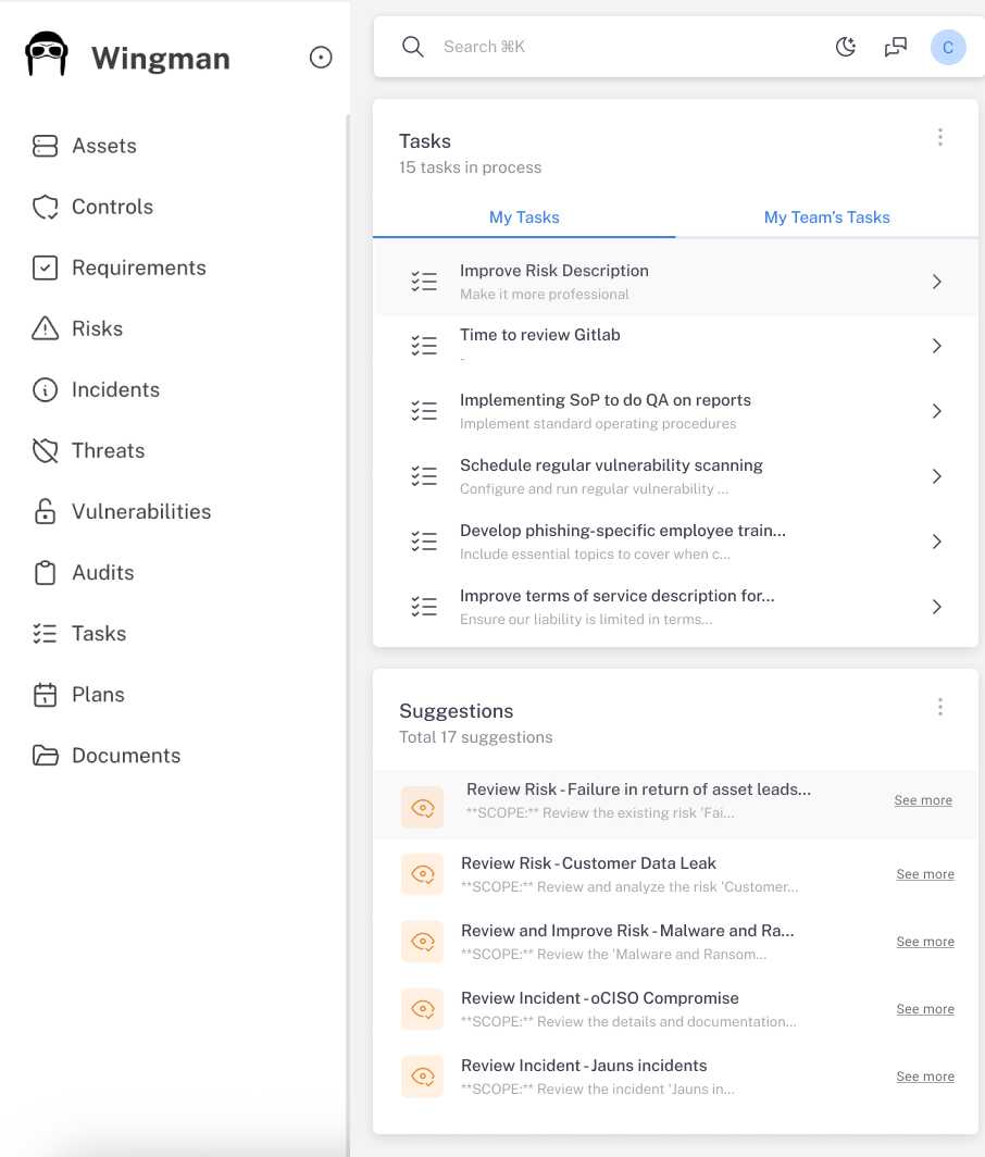 Typical Compliance Dashboard